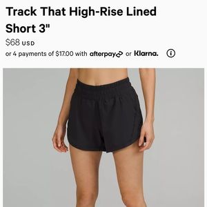 Lululemon track that shorts 3” high rise black